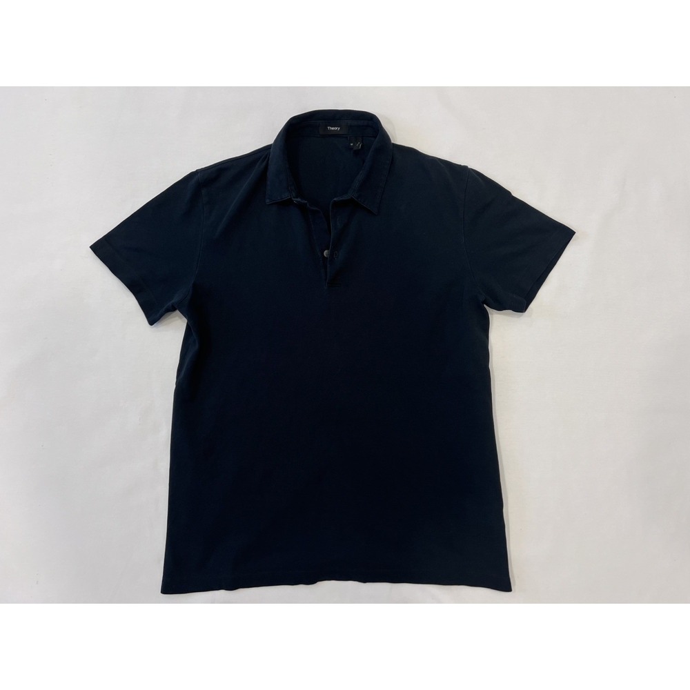 Theory Bron B Air Pique Men's Blue Short Sleeve Collared Golf Polo Shirt Size M